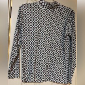 Bobbie Brooks Women’s Turtleneck Multi Color Print Top Long Sleeve T-Shirt Small
